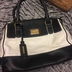 Authentic White & Black Tignanello Handbag