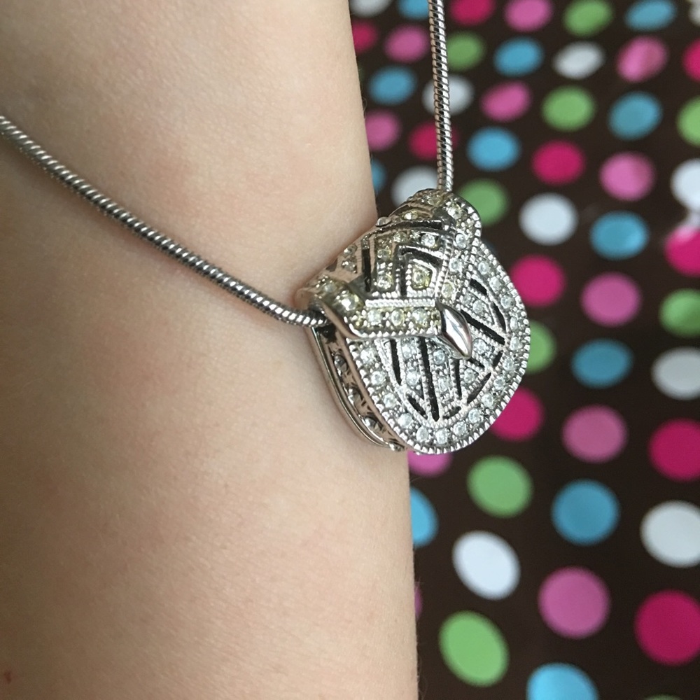 Crystal Handbag Pendant Silver Rope