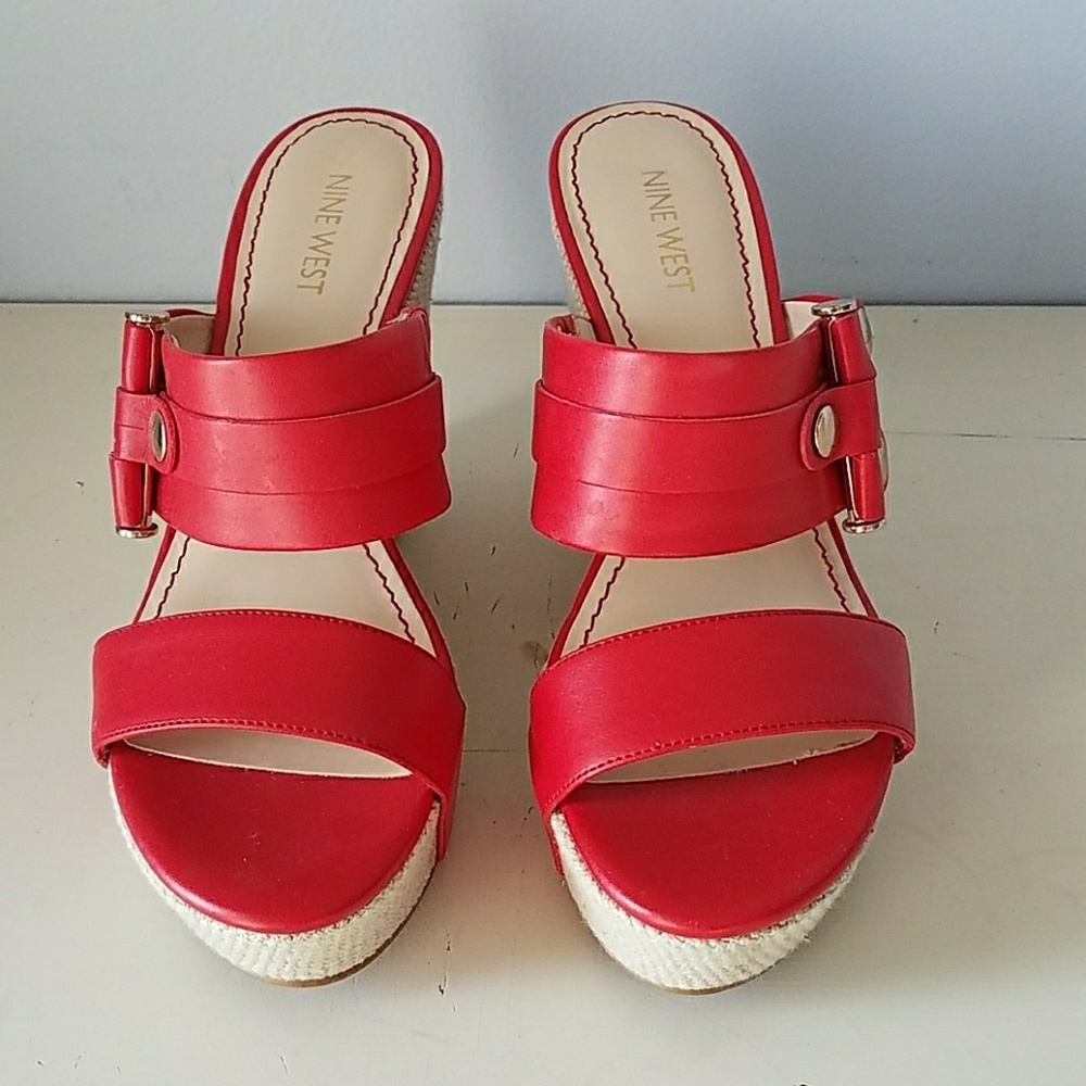Red Platform Sandals, Nine West