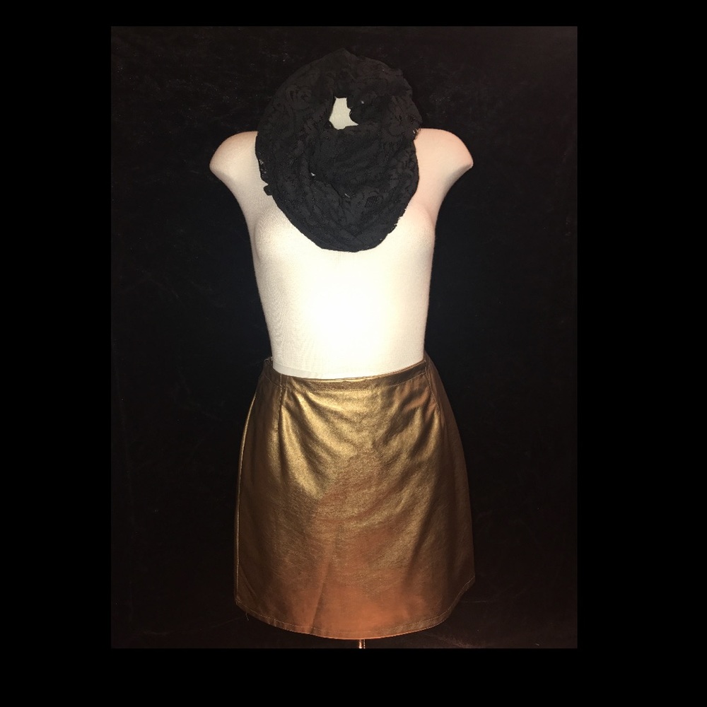 Cremieux Metallic Gold Mini Skirt