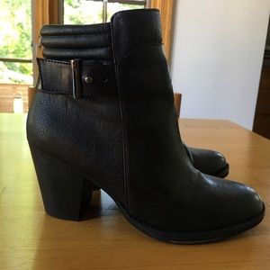Chelsea Crew Black Leather Heeled Booties