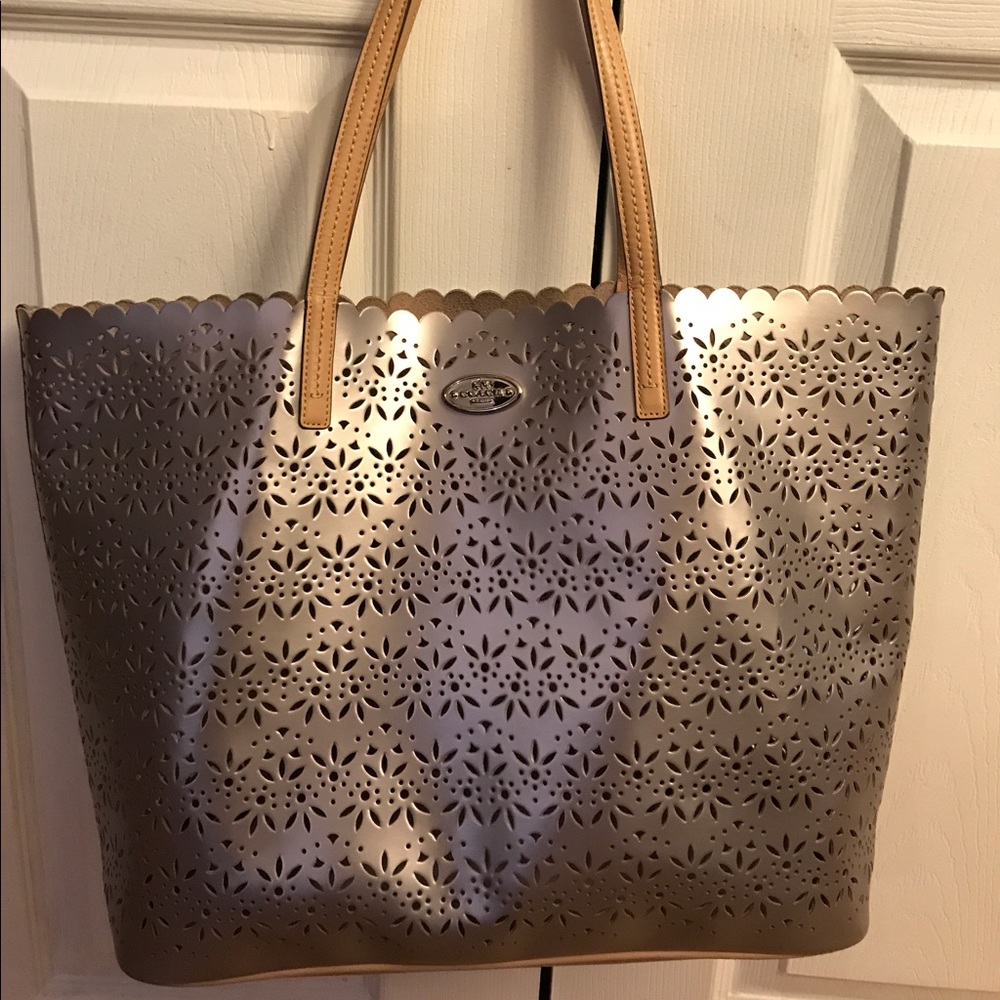 COACH Metro Eyelet Leather Tote