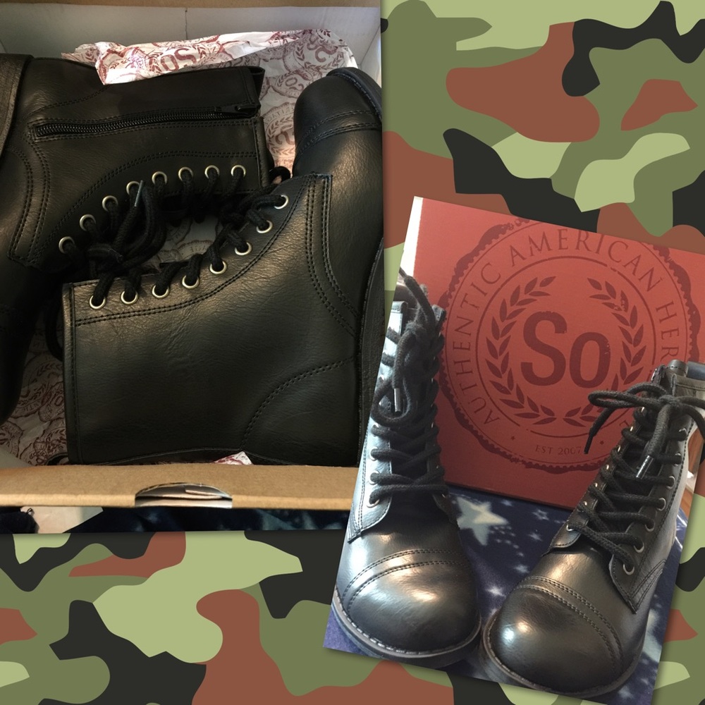 NIB SO Invite Women's Lace up Combat Boots; SZ 6