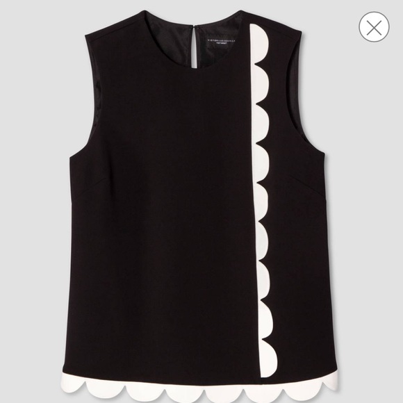 Black white twill tank top scallop Victoria target - Picture 2 of 3