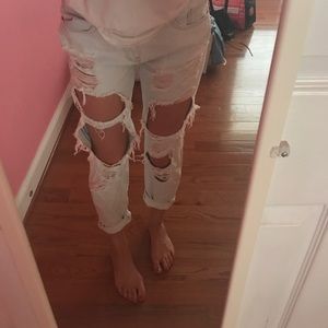 Destroyed light wash jeans!!