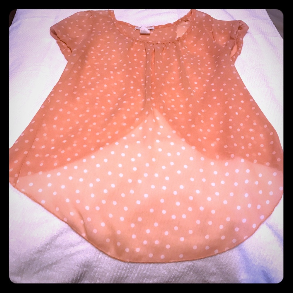 Peach polka dotted blouse