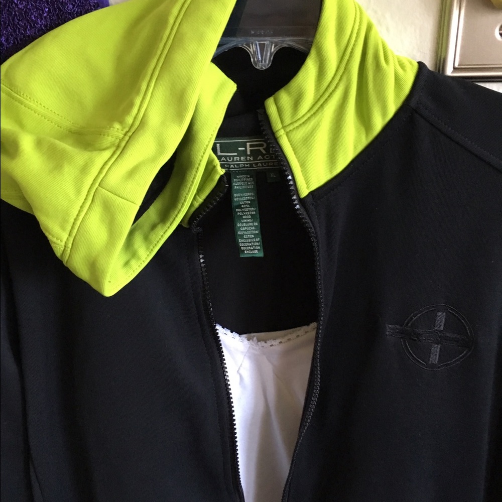 Ralph Lauren active hoodie hooded zip neon hood