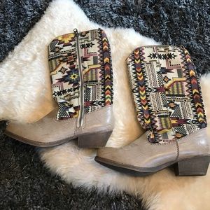 Big Buddha Tribal-Print Cowboy Boots - NWOT