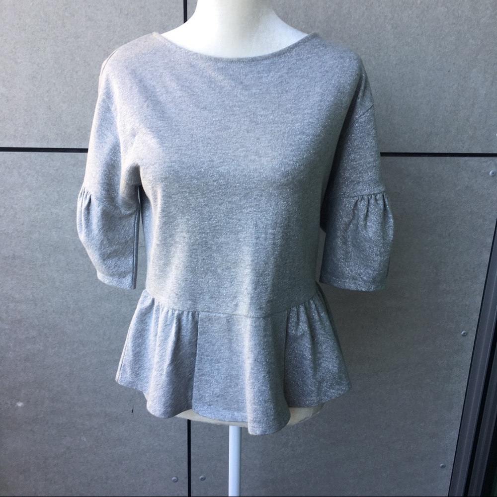 Alice+Olivia metallic flared short sleeve top