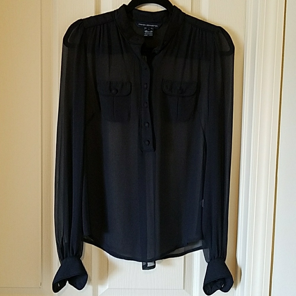 NWOT FRENCH CONNECTION see-thru blouse. Sz 8