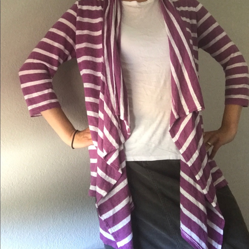 j.jill purple striped linen drape sweater