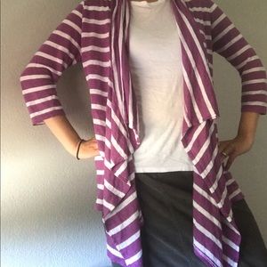 j.jill purple striped linen drape sweater