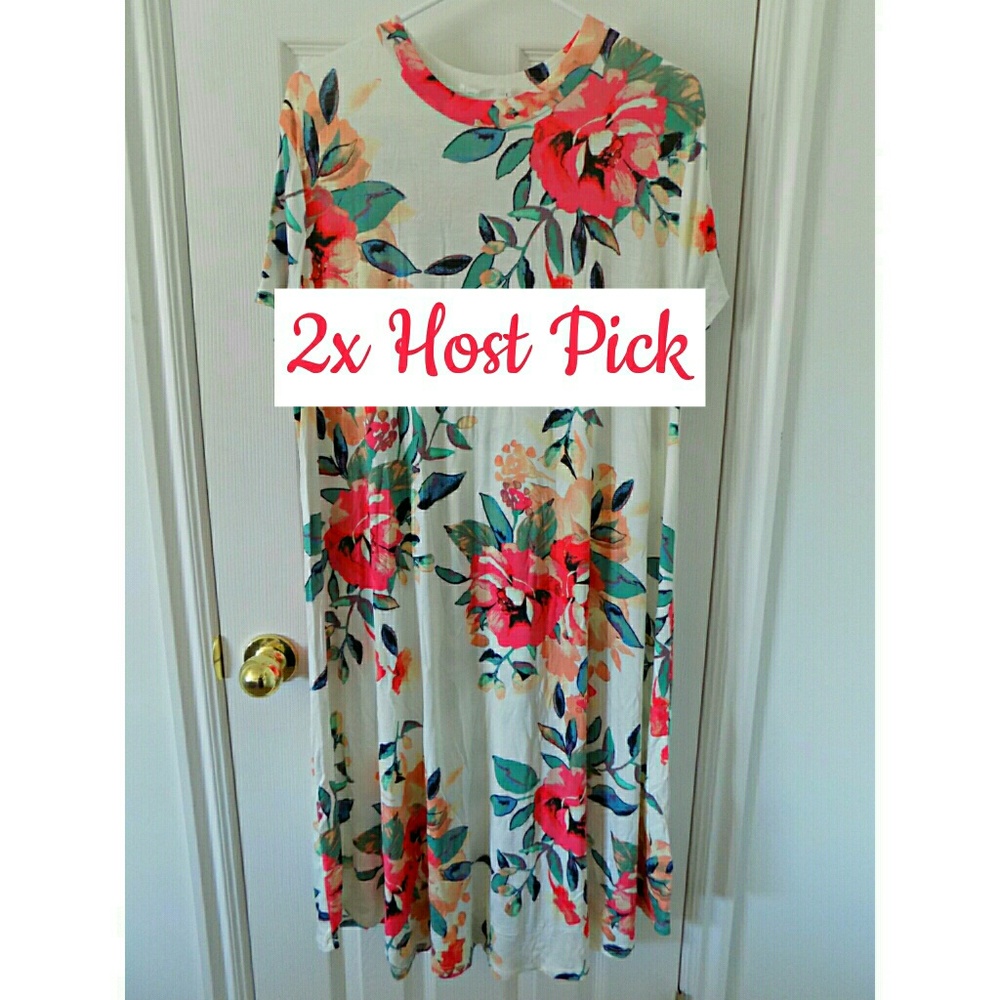 HP!! Reb & J. Ivory Floral High Neck Trapeze Dress