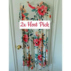 HP!! Reb & J. Ivory Floral High Neck Trapeze Dress
