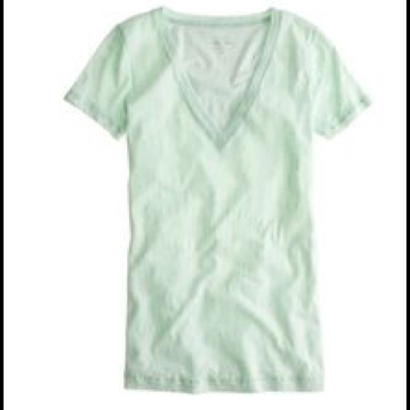 J Crew Vintage Cotton Vneck Mint Tee 