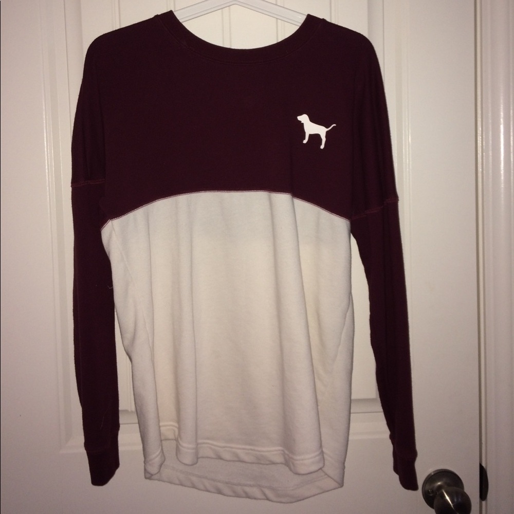 🚫SOLD🚫Maroon and white VS crew neck - Picture 1 of 3