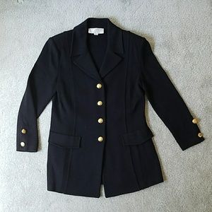 St John Collection knit black blazer gold button