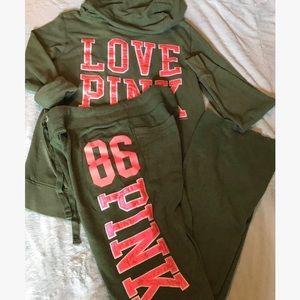 Coral/army green VS PINK sweats and zip up