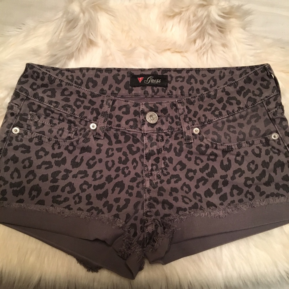 Guess Leopard Jean Shorts
