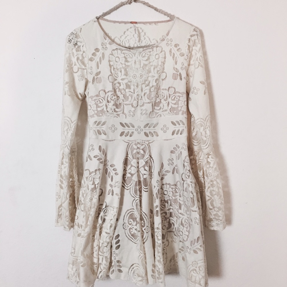 #58 Free People Lace And Cream Dress