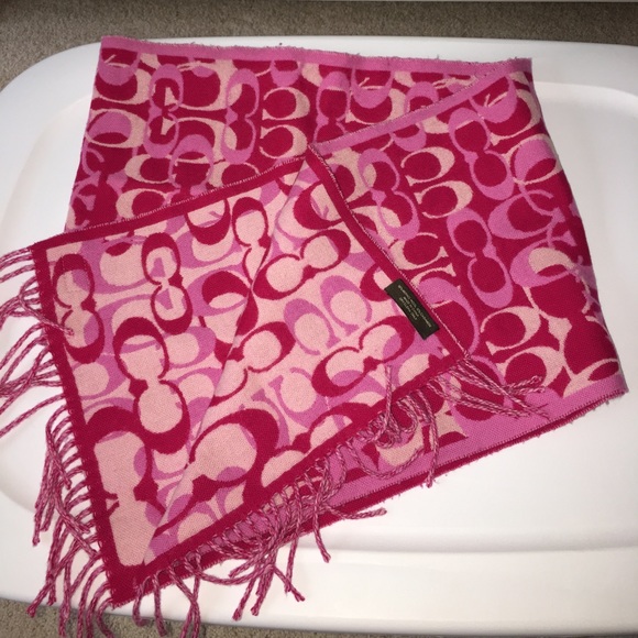 Pink Large C Reversible Coach Scarf - Picture 2 of 8