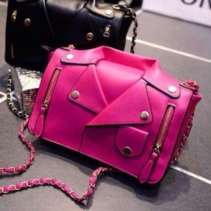 🆕 Pink leather jacket handbag.