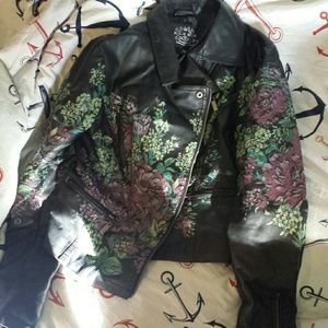 Beautiful floral leather jacket