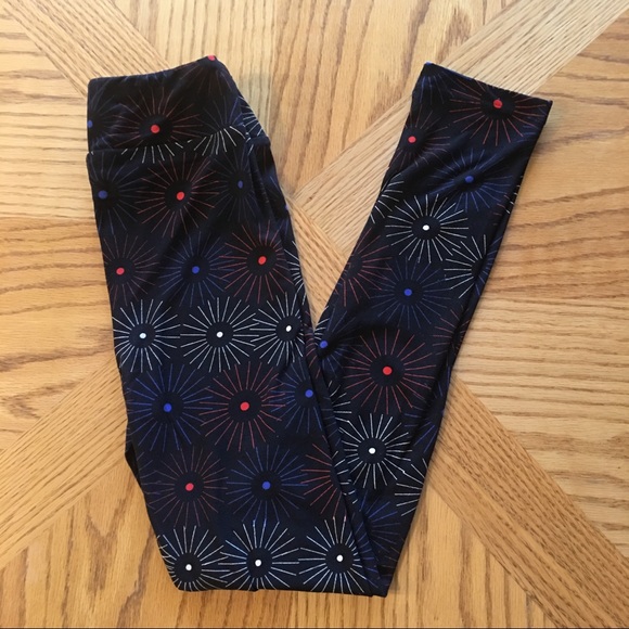 LULAROE AMERICANA KIDS LEGGINGS BLACK L/XL - Picture 2 of 6