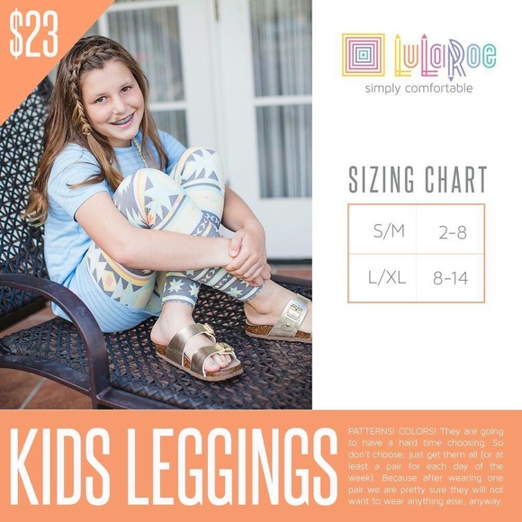 LULAROE AMERICANA KIDS LEGGINGS BLACK L/XL - Picture 5 of 6