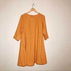 Yellow Asos Curve A-line plus long sleeve dress