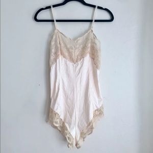 VINTAGE Lingerie Bodysuit Rose Pink Lace Sexy Cute