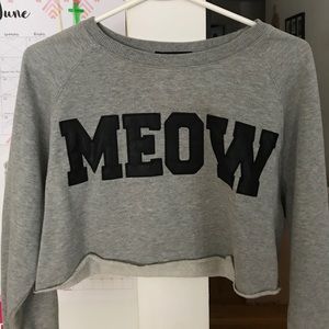 Meow Cropped Sweater