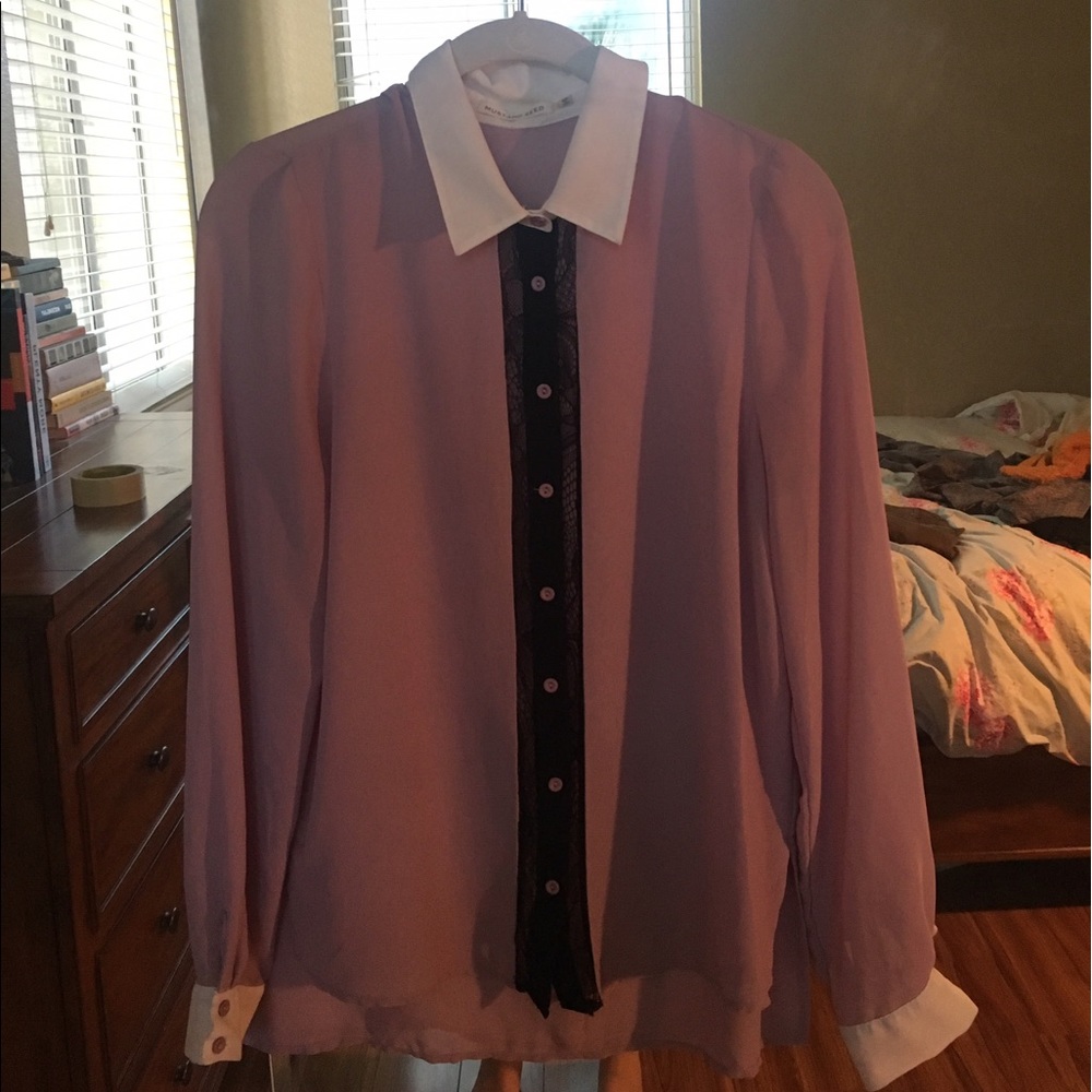 Mustard Seed Lilac and Lace Blouse