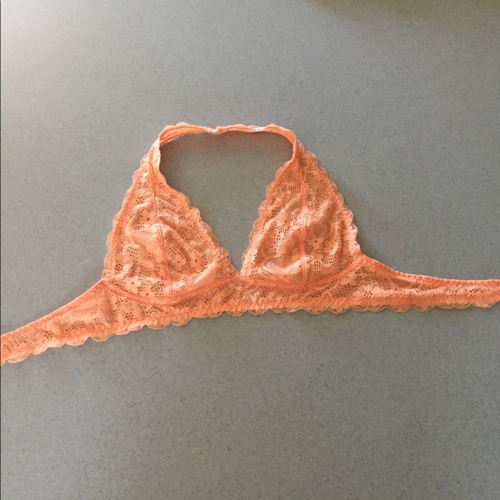 Free People Orange Lace Halter Bralette