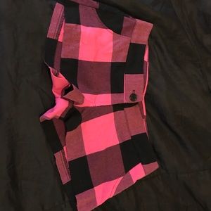 Plaid black and pink shorts