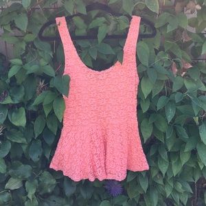 Pink crochet peplum tank size S