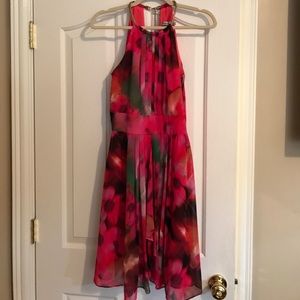 Eliza J Pink Floral Dress with Gold - 6