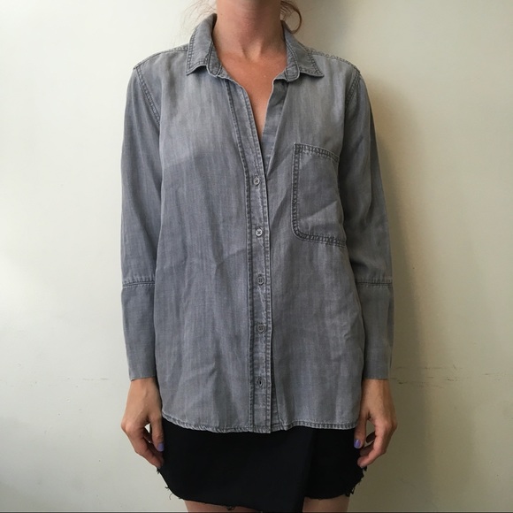 Anthropologie Tops - Cloth & Stone Grey Button Down Blouse Shirt Top