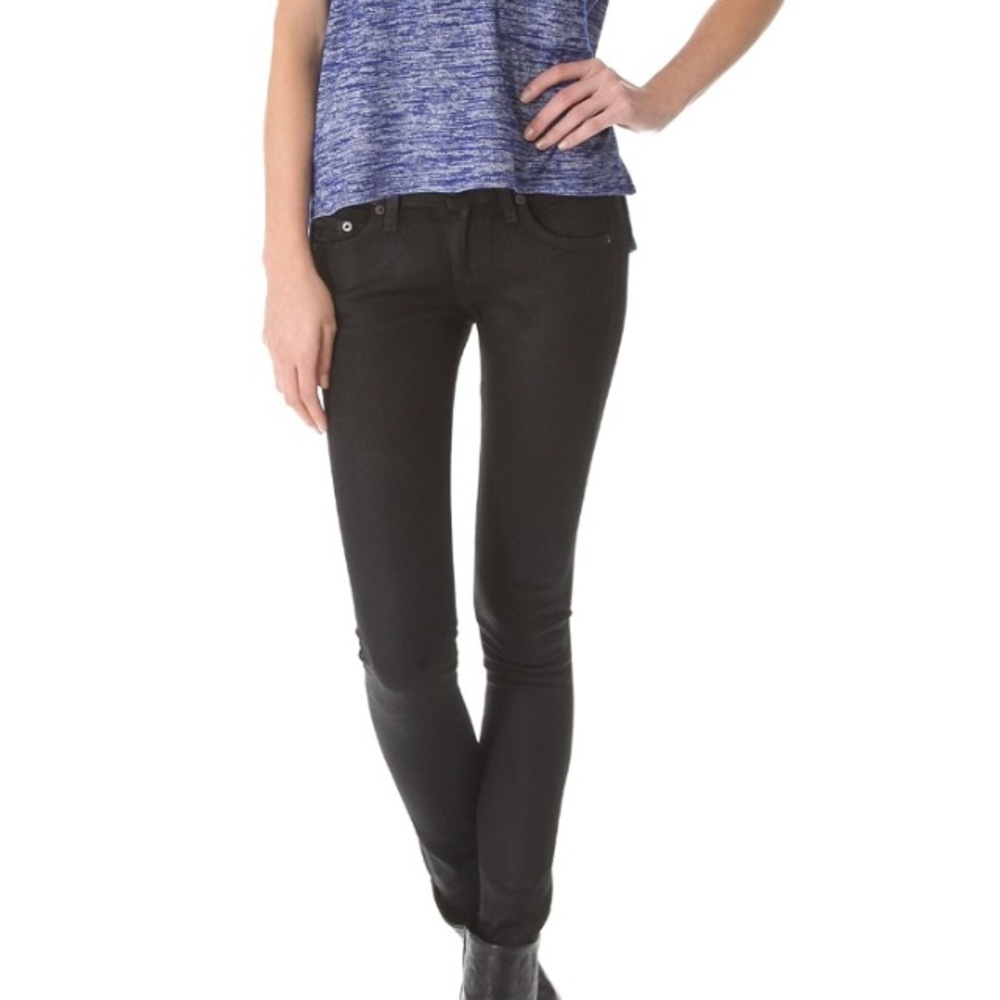NWOT Rag & Bone Black Coated Skinny Jeans in Sz 26