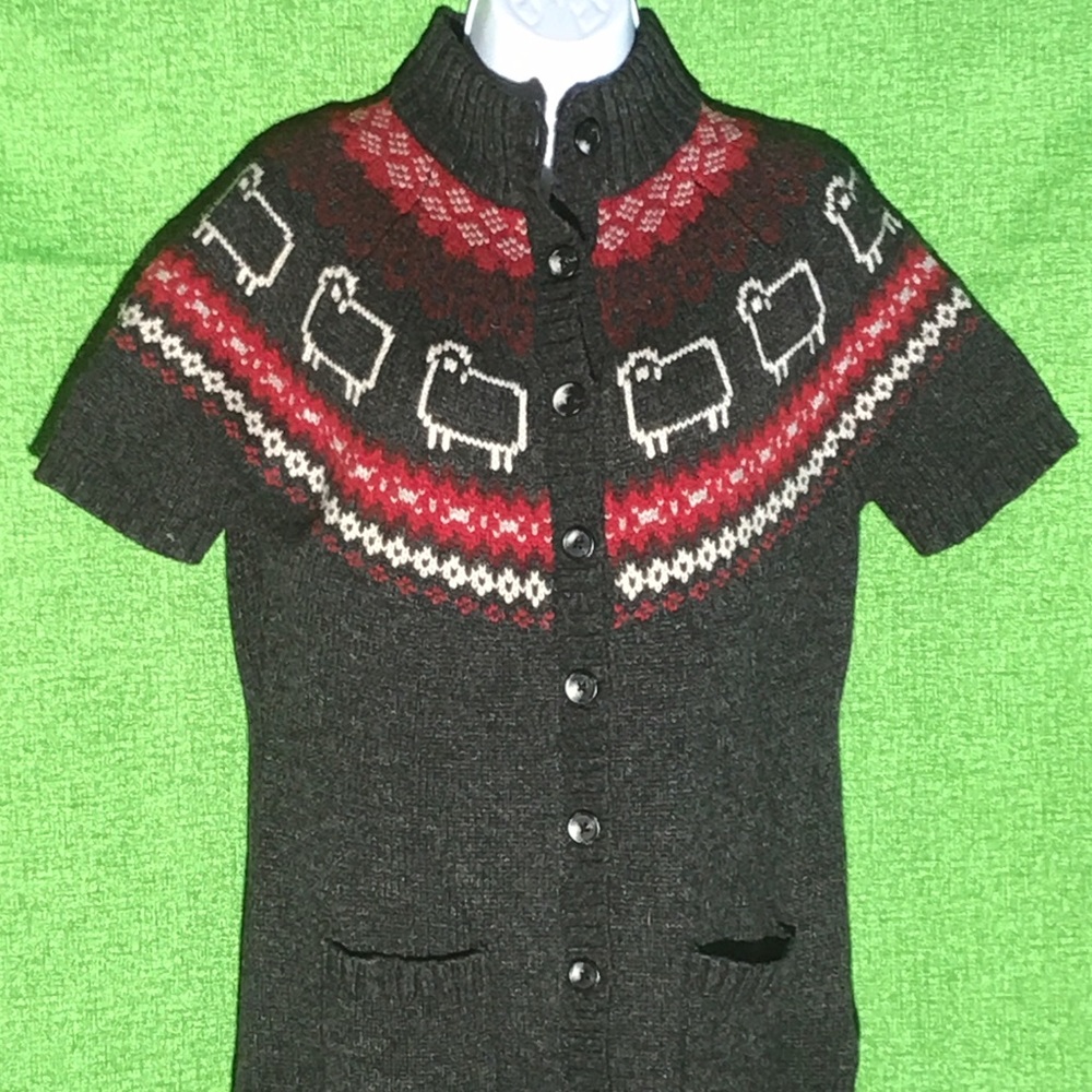 Woolrich Women’s Sheep Short Sleeve Button Sweater