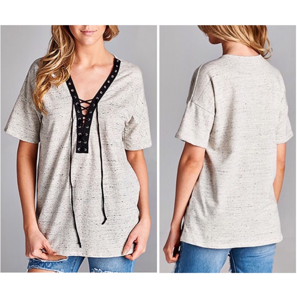 Lace-up Plunge Top