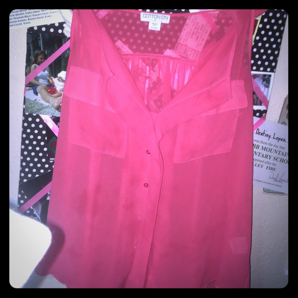 Cute pink see through top