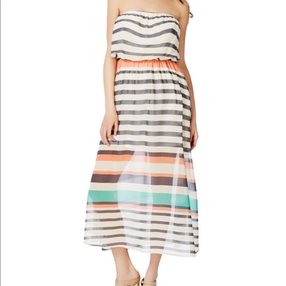 Strapless Striped Maxi Dress