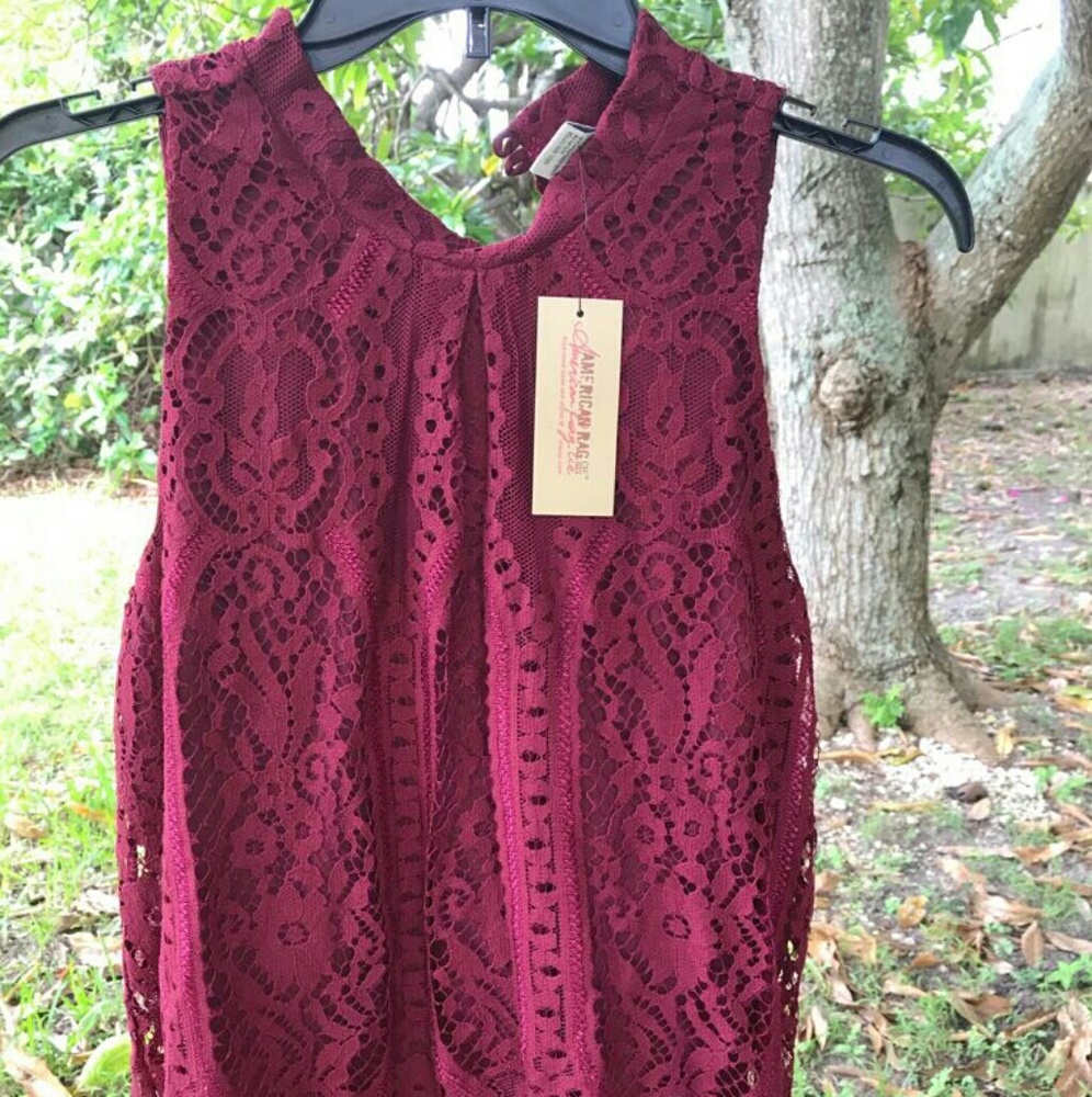 BRAND NEW Burgundy lace top