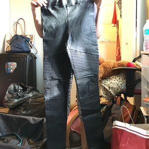 Leather biker leggings