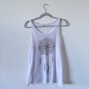 Boho white dream catcher tank