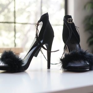 Forever 21 Black Fuzzy Heels