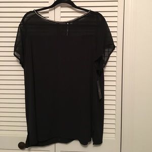 Black Plus Size 2X blouse jeweled neckline. New!