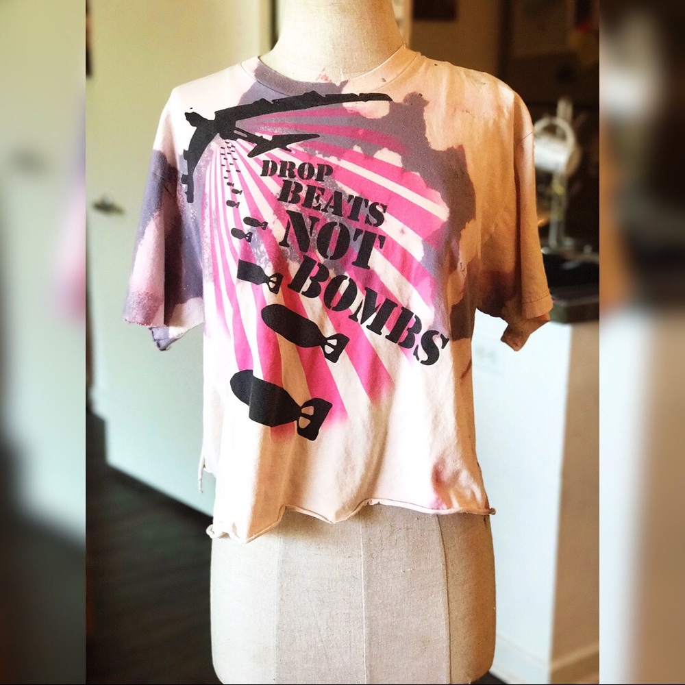 Shredded Drop Beats Not Bombs Tee