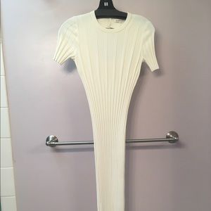 Helmut Lang rib knit body con midi dress in Ivory